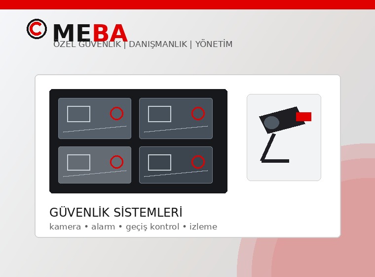 MEBA güvenlik sistemleri kamera alarm ve geçiş kontrol çözümü