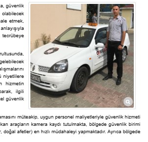 Sanayi sitesi güvenlik aracı ve MEBA güvenlik görevlisi